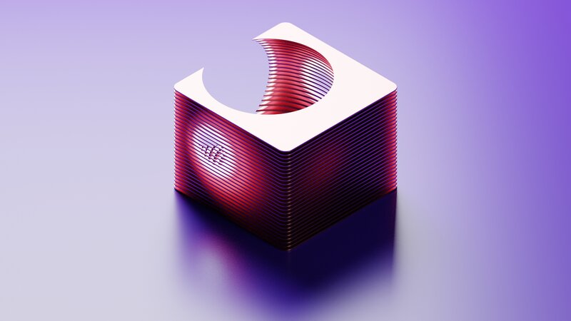 Stacked Cube with Crescent Cutout