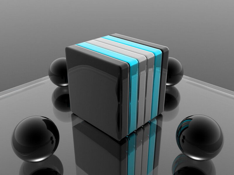 Stacked Cubes and Spheres — Black
