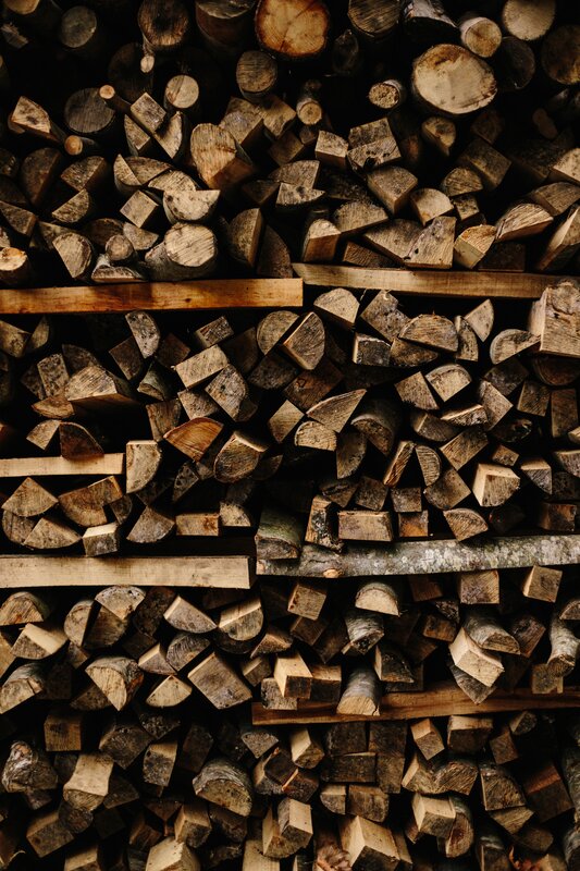 Stacked Firewood Logs — Brown, Dramatic