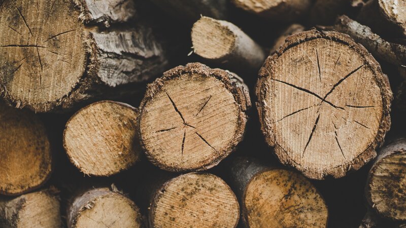 Stacked Firewood Logs — Brown, Natural, Photograph, Saw Cuts, Bark
