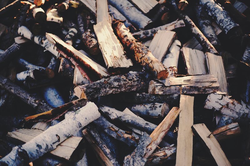 stacked firewood pile