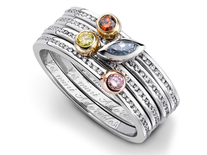 stacked gemstone rings
