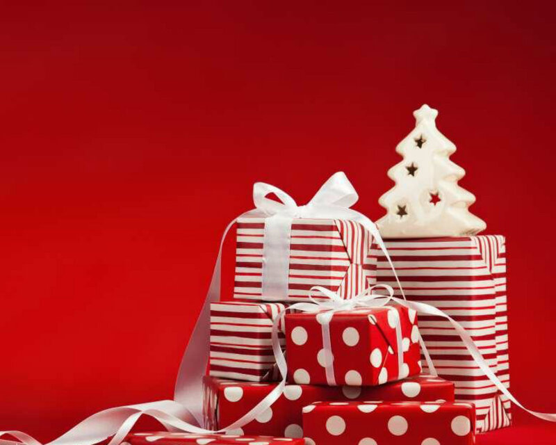 Stacked Gift Boxes — Red, Festive, Winter