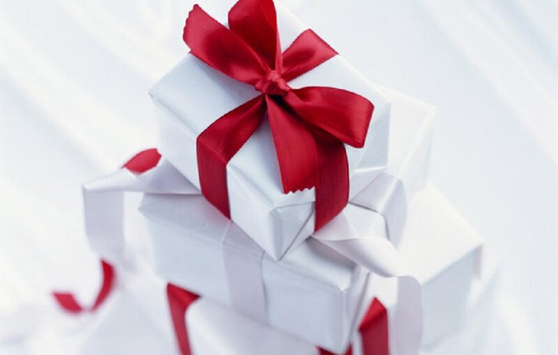 Stacked Gift Boxes — White, Festive