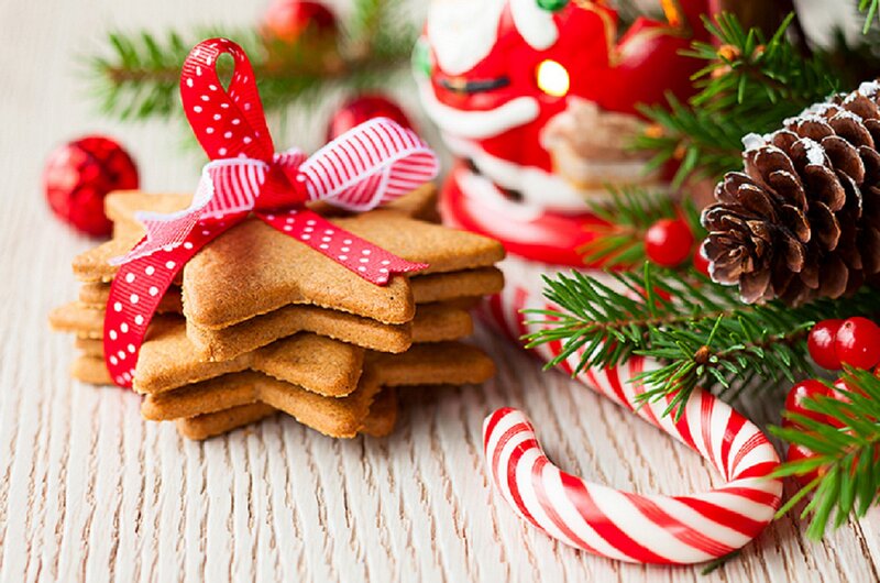 Stacked Gingerbread Cookies — Red, Festive