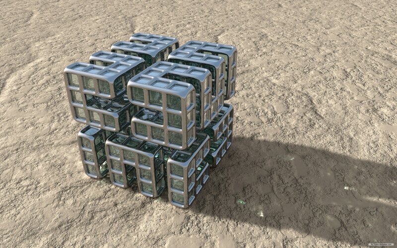 Stacked Glass Cubes — Gray, Desolate