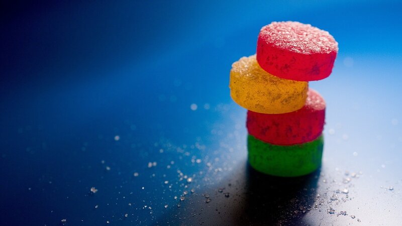 Stacked Gummy Candies — Blue, Vibrant
