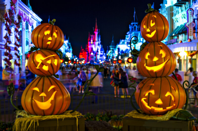 Stacked Jack-o'-lanterns — Orange, Festive, Night