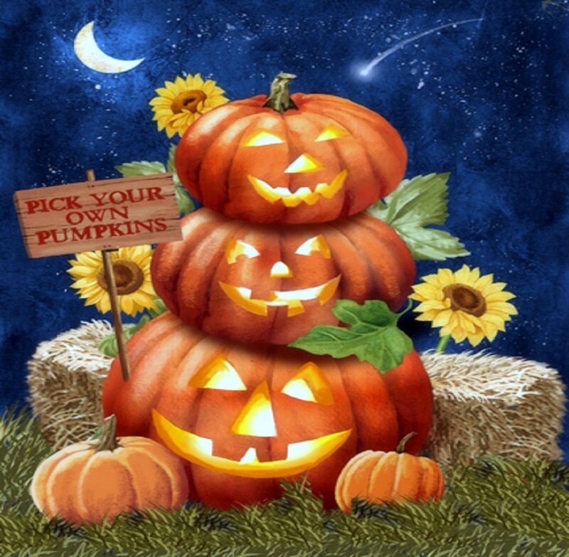 Stacked Jack-o'-lanterns — Orange, Festive