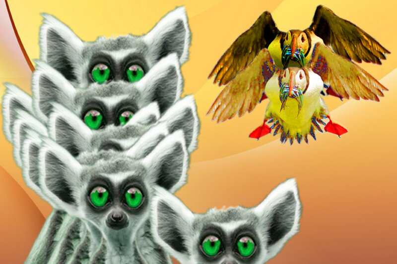 Stacked Lemurs and Puffins