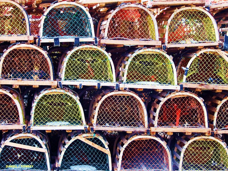 Stacked lobster traps