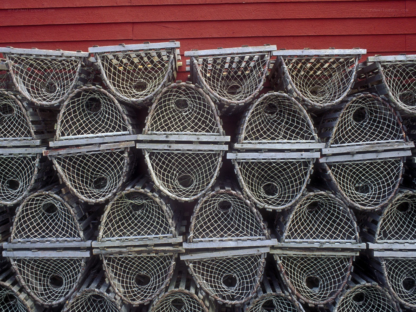 Stacked lobster traps
