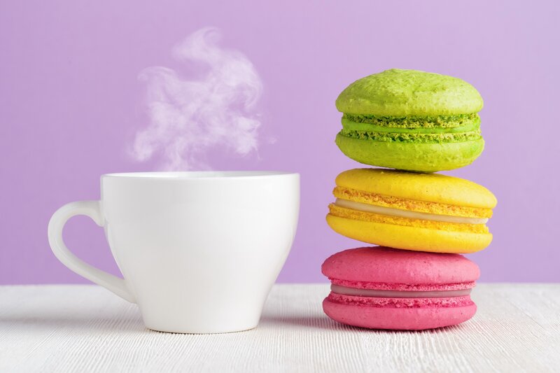 Stacked Macarons and Coffee