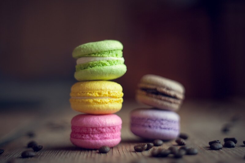 Stacked Macarons on Wood — Pink