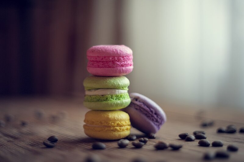 Stacked Macarons on Wood