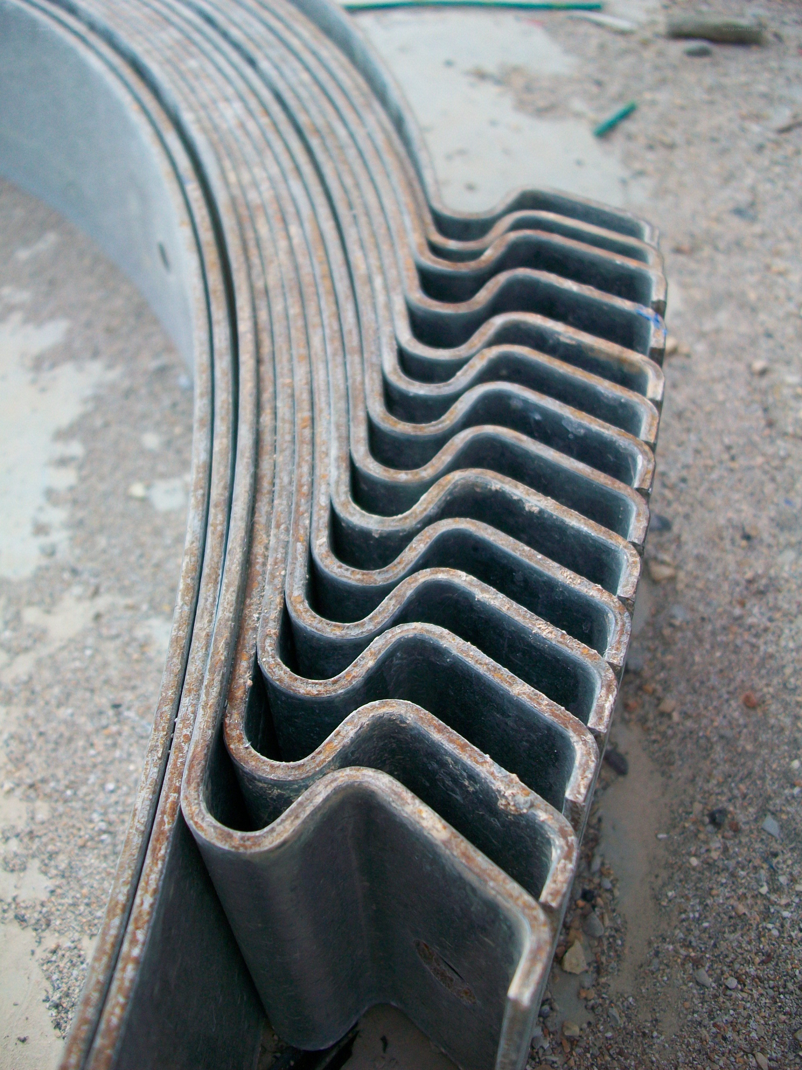 stacked metal conveyor belt sections