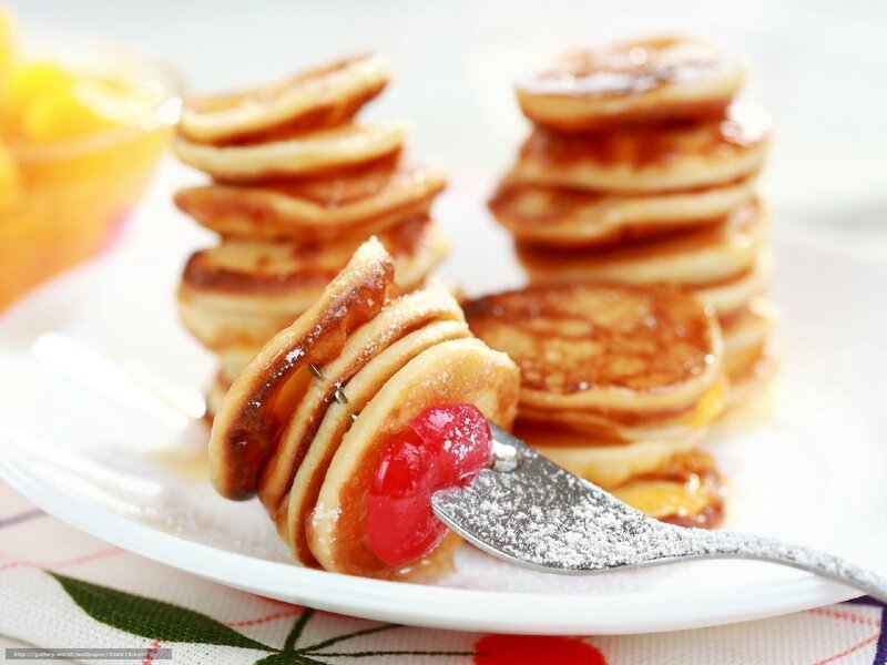 Stacked Mini Pancakes — White, Appetizing