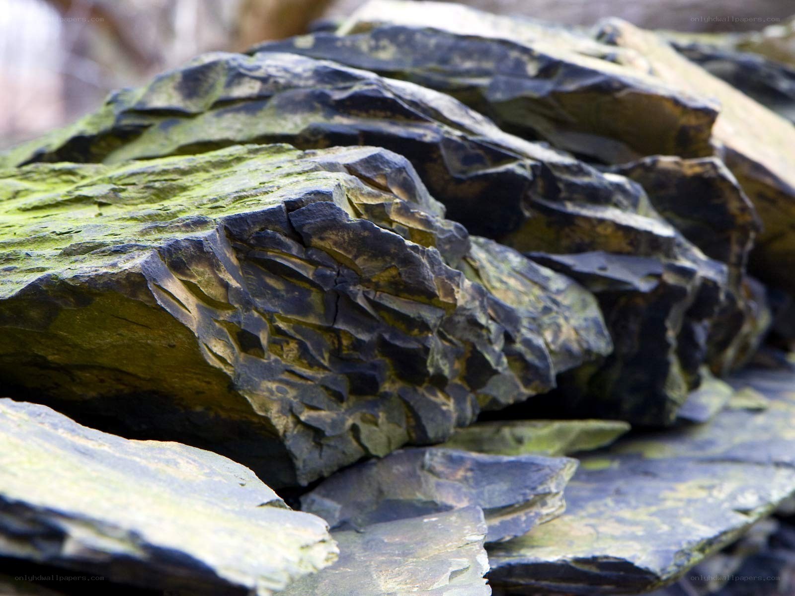 stacked mossy rocks