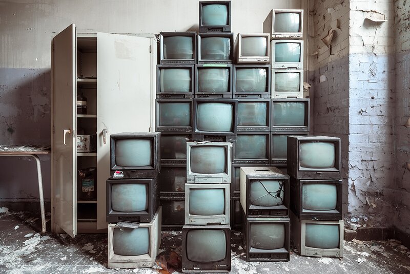 Stacked Old Televisions