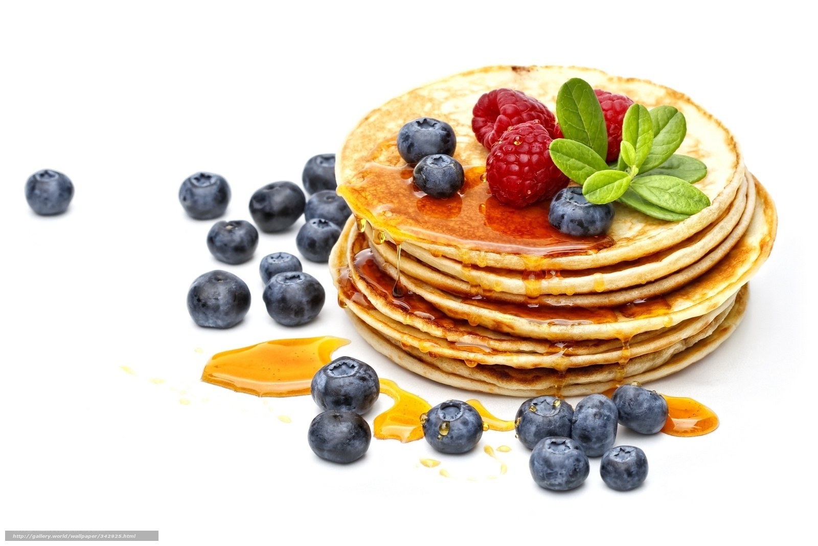 stacked pancakes with berries
