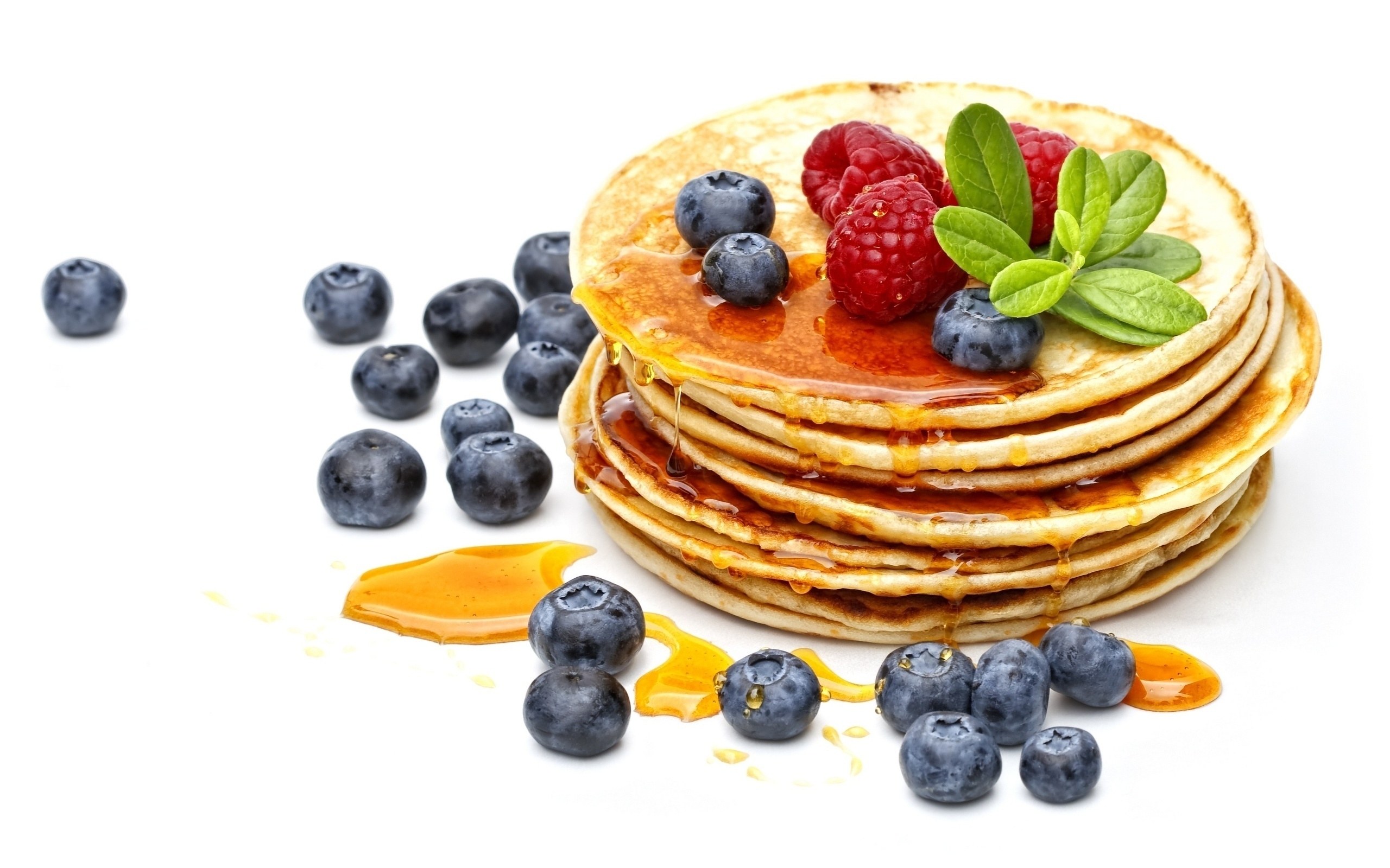 stacked pancakes with berries