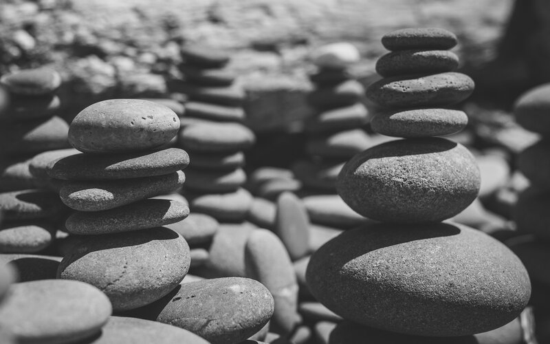Stacked Pebbles on Beach