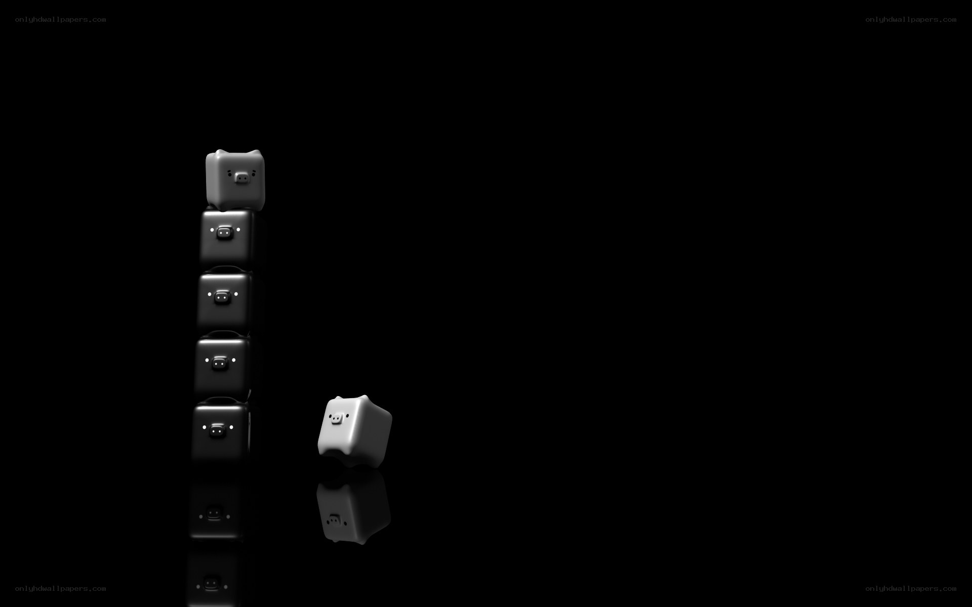 stacked pig blocks on black
