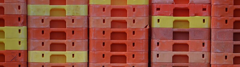 stacked plastic crates
