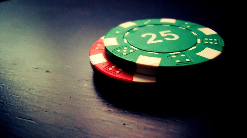 stacked poker chips on table