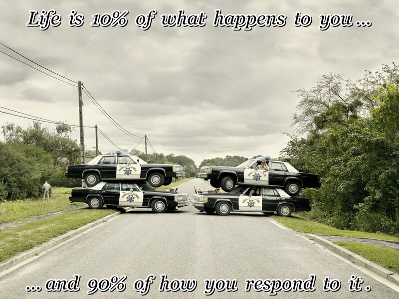 Stacked Police Cars — Black