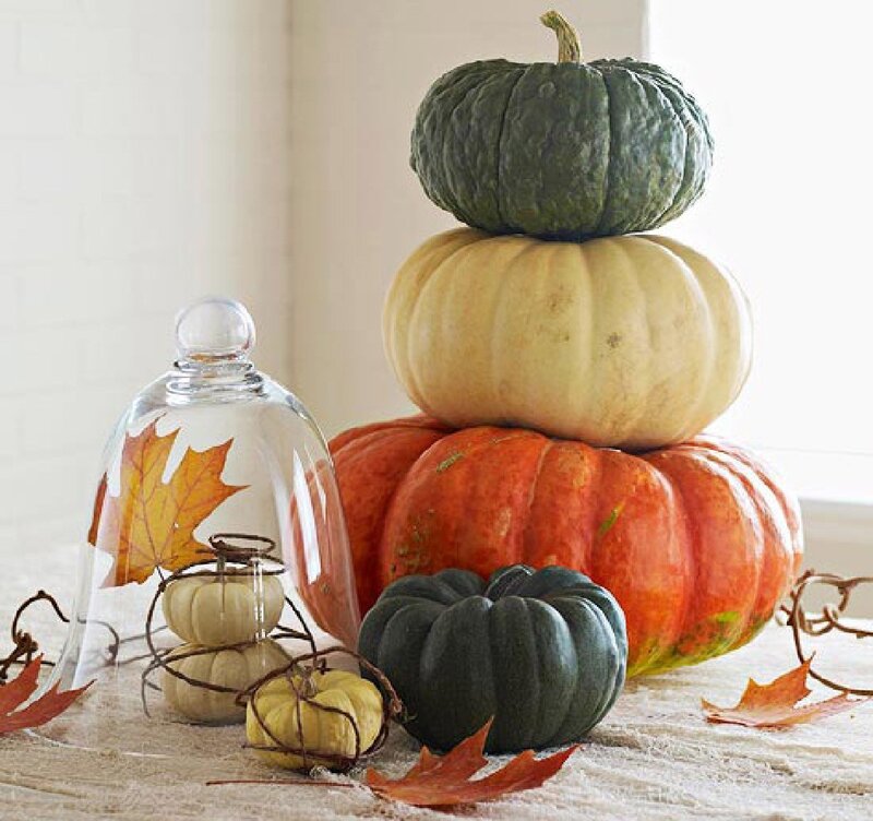 Stacked Pumpkins and Gourds