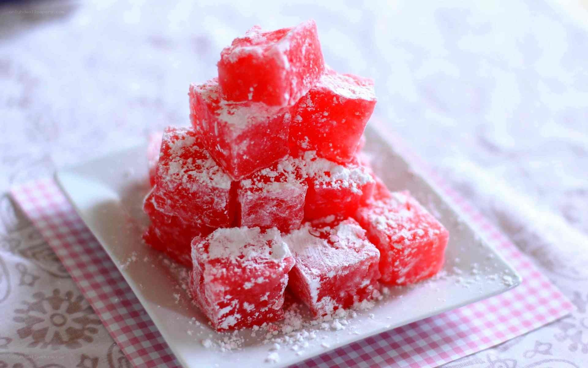 stacked red jelly cubes