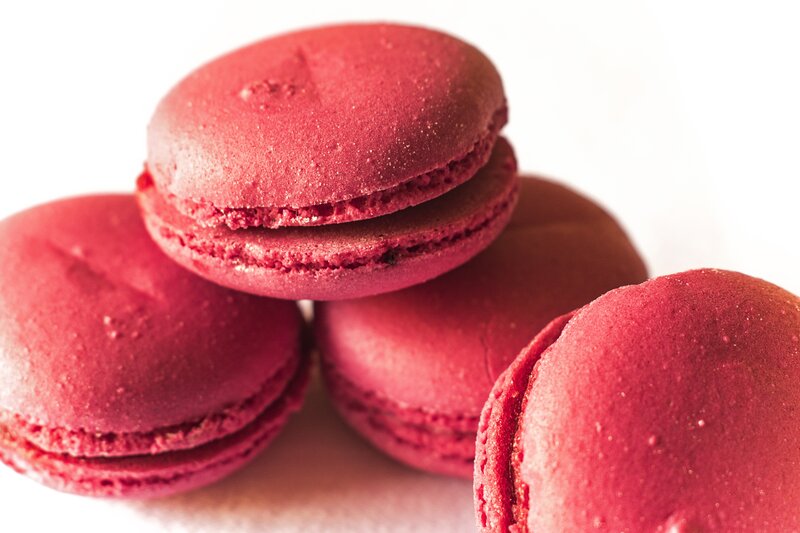 stacked red macarons