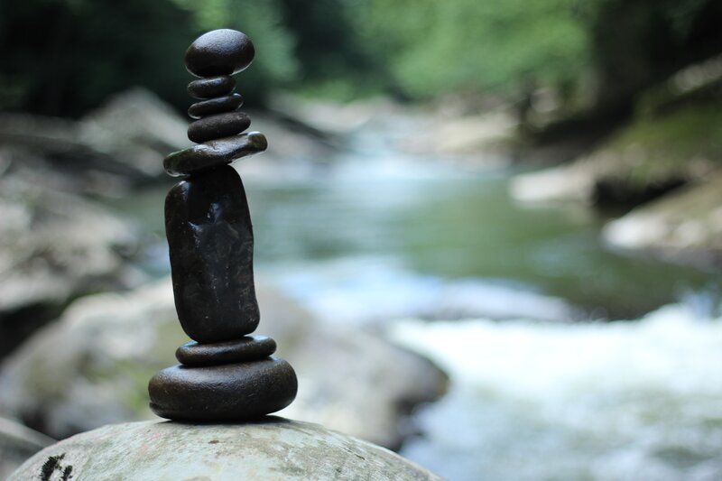 Stacked River Stones — Green