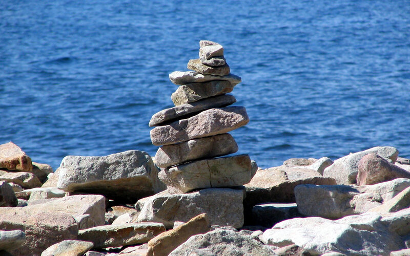 Stacked rocks by the sea