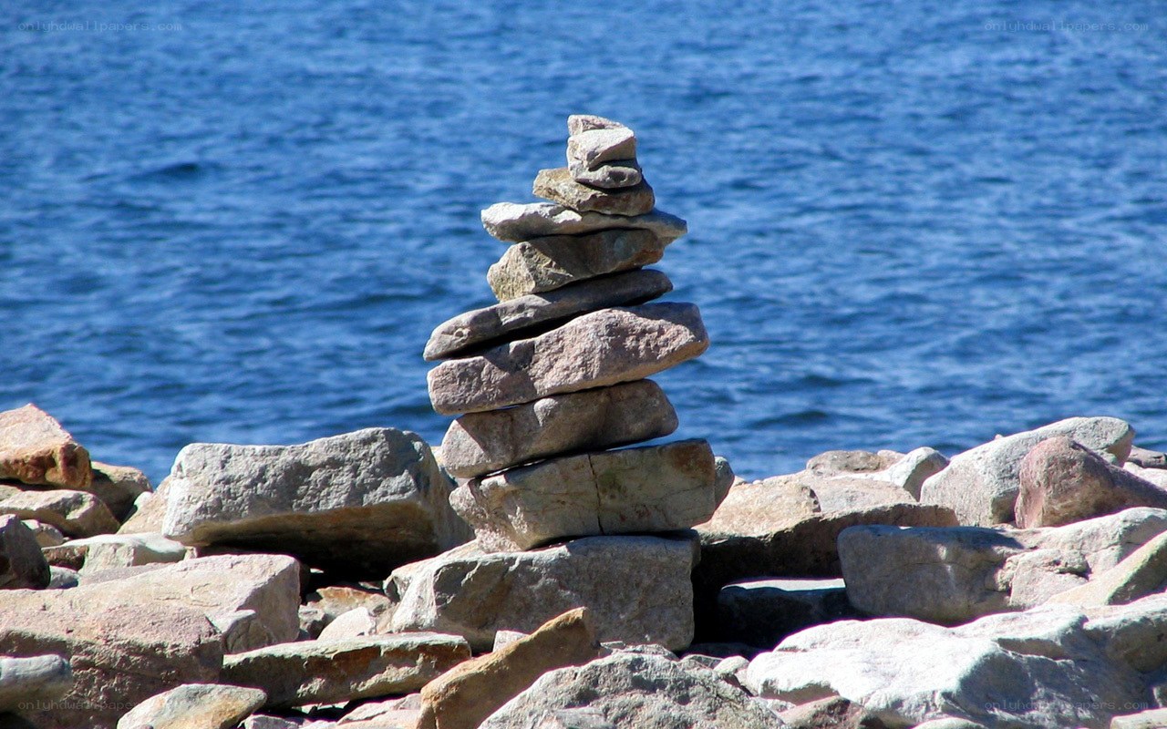 Stacked rocks by the sea