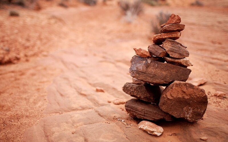 Stacked Rocks in Desert — Brown