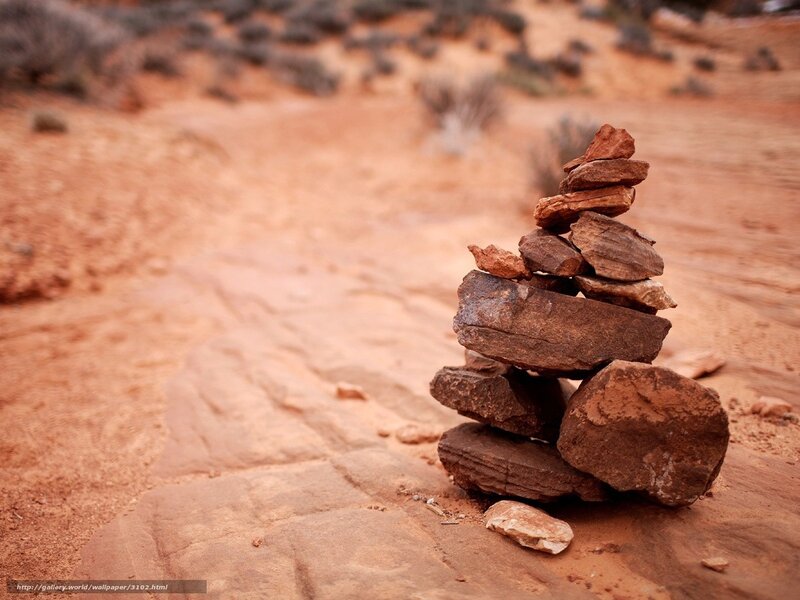 Stacked rocks in desert