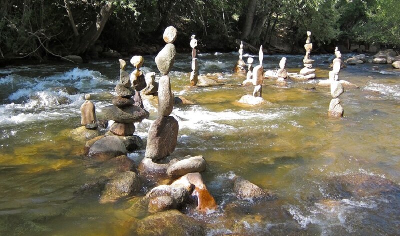 Stacked Rocks in River