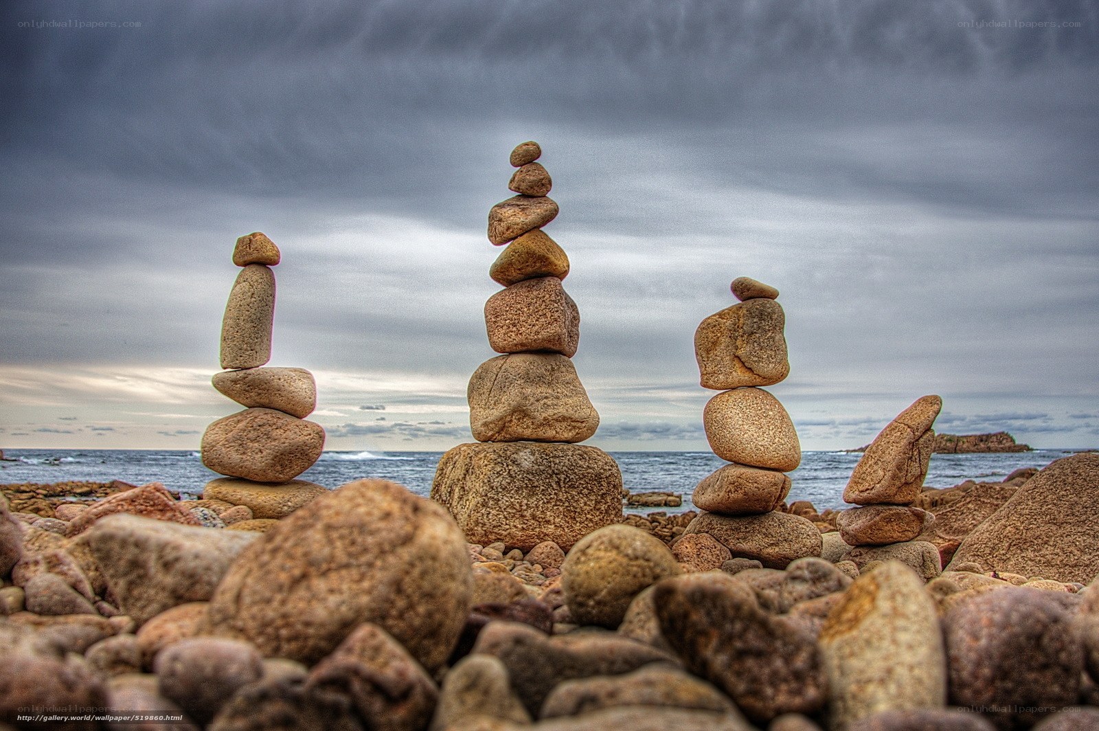 Stacked rocks on a beach