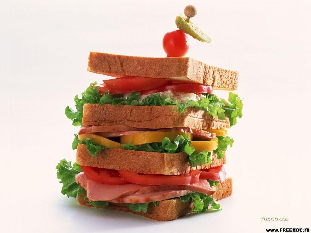 stacked sandwich with garnish