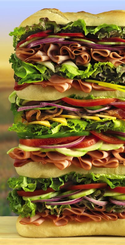 stacked sandwich with vegetables