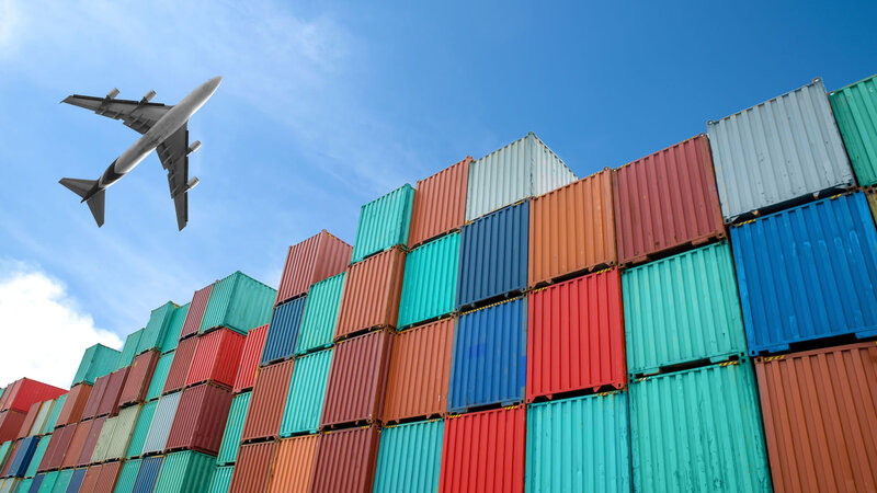 Stacked Shipping Containers — Blue