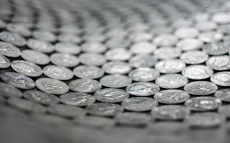 stacked silver coins