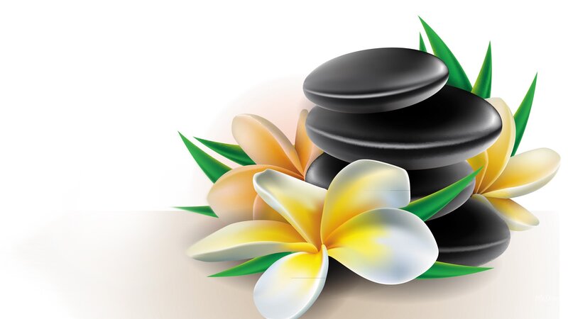 Stacked Spa Stones and Flowers
