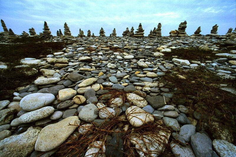 Stacked Stone Towers — Gray
