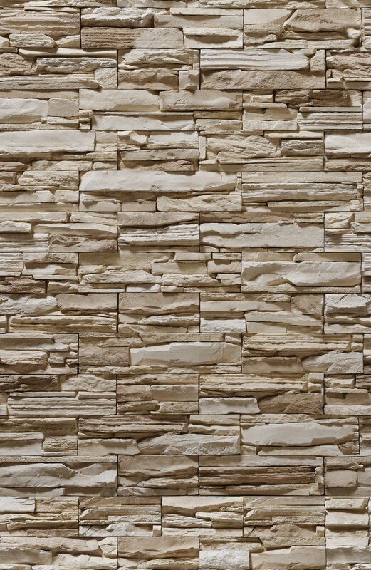 Stacked Stone Wall — Beige
