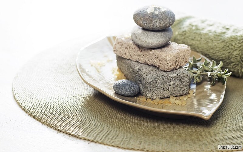 Stacked Stones and Bath Items