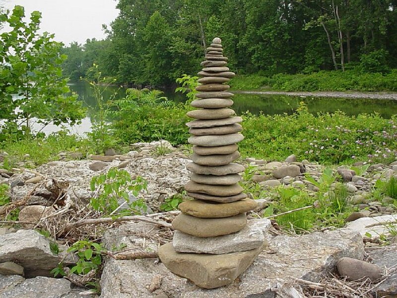 Stacked Stones by River