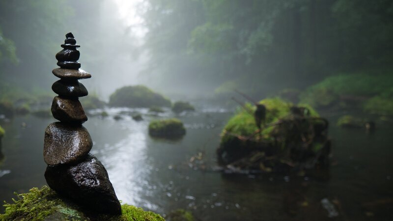 Stacked Stones in Forest